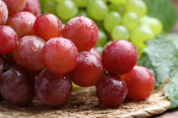 Delicious fresh ripe grapes as background, closeup