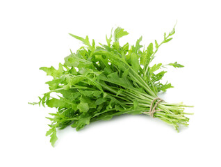 Bunch of fresh arugula leaves isolated on white
