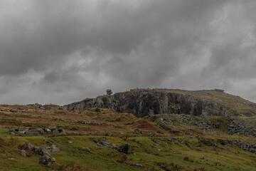 The Cheesewring at Minions on Bodmin Moor. Cloudy grey day
