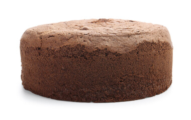 Tasty chocolate sponge cake isolated on white