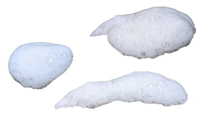 three white foams of soap
