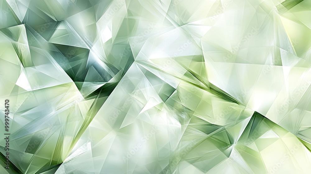 Poster abstract geometric design with soft green and white tones, creating a modern visual effect.