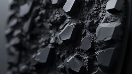 Close-up of a textured surface resembling tire tread or rugged terrain.