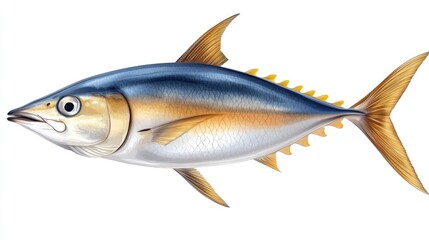 Fototapeta premium A detailed illustration presents a tuna fish with vivid colors and intricate features