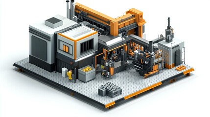 3d icon of large yellow machine on white background UHD wallpaper