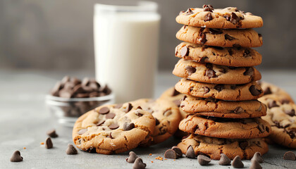 chocolate chip cookies and milk