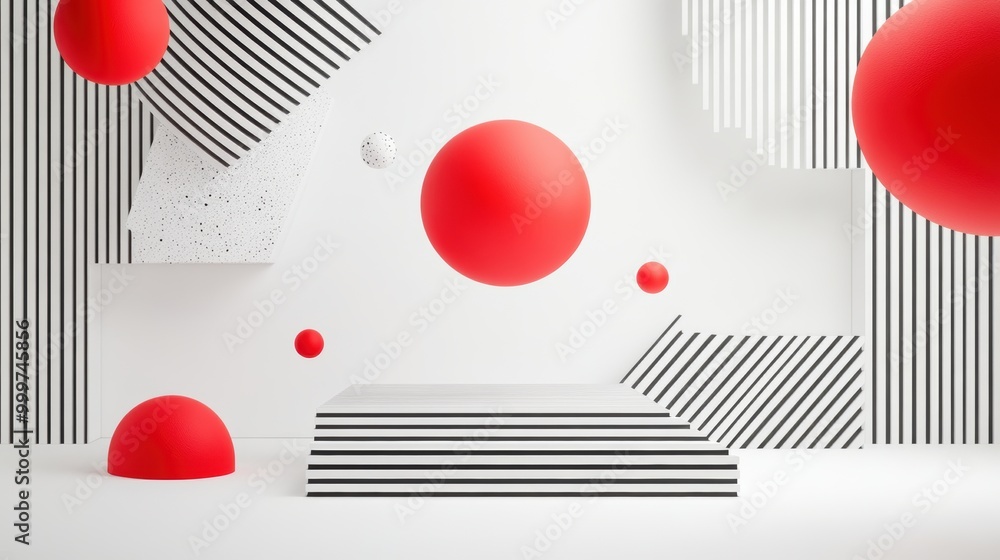Poster a room filled with abstract shapes and symbols, representing different aspects of a company operatio