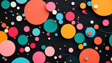 A colorful, abstract pattern created by overlapping circles and lines, mimicking the form and movement of fireworks.