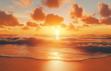 Fototapeta premium Golden Sunset Sea.