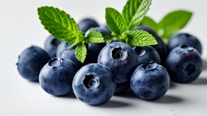 Fototapeta premium Fresh blueberries with mint leaves perfect for a summer snack