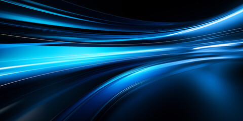 Naklejka premium The abstract blue light band background shows smooth, dynamic curves and changes in light and shadow, creating a sense of technology and the future.