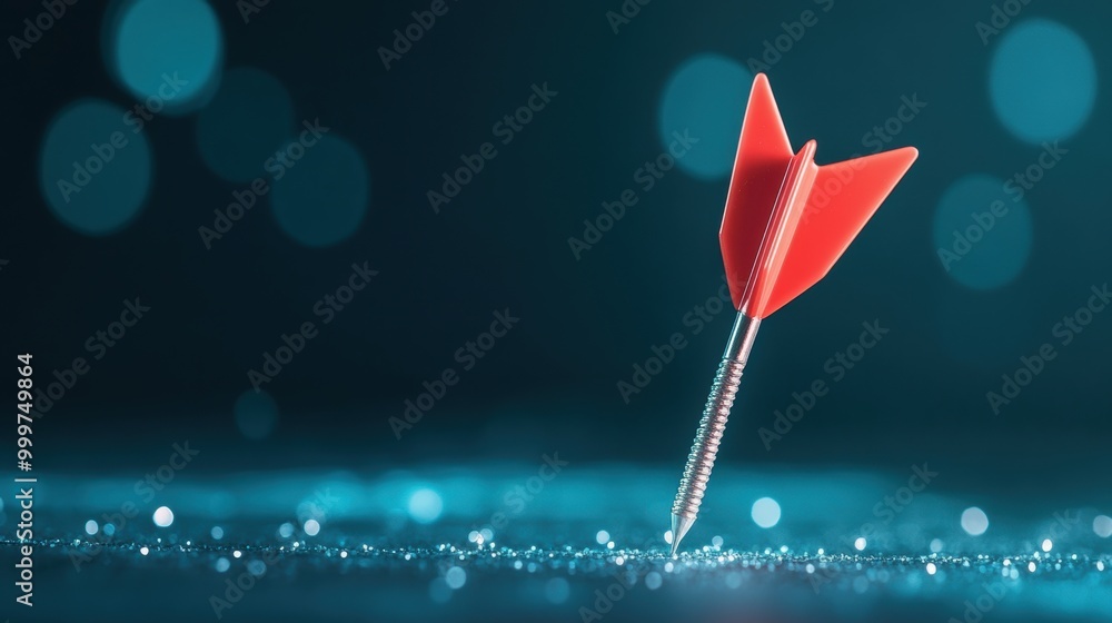 Poster A 3D arrow piercing through a barrier, representing overcoming obstacles and achieving goals, on a dark background.