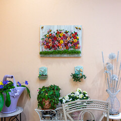꽃과 예쁜 화분을 활용한 주택의 실내장식-Interior decoration of a house using flowers and pretty pots