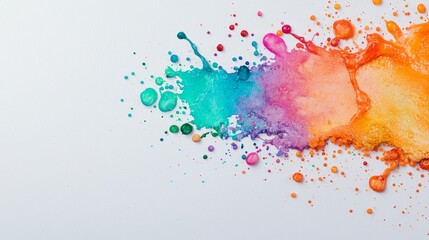 Fototapeta premium Vibrant Abstract Watercolor Splatter, a dynamic composition of colorful splashes and fluid shapes, inviting exploration of color interplay and artistic expression.