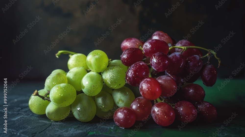 Wall mural Green and Red Grapes Still Life