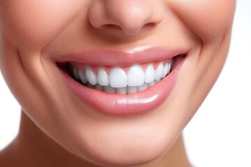 Fototapeta premium Close-up of a beautiful woman's smile with great white teeth