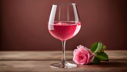  Elegance in a glass  A single rose and a glass of rosé