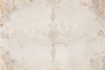 Fototapeta premium A pale pink wallpaper with a floral design in gold