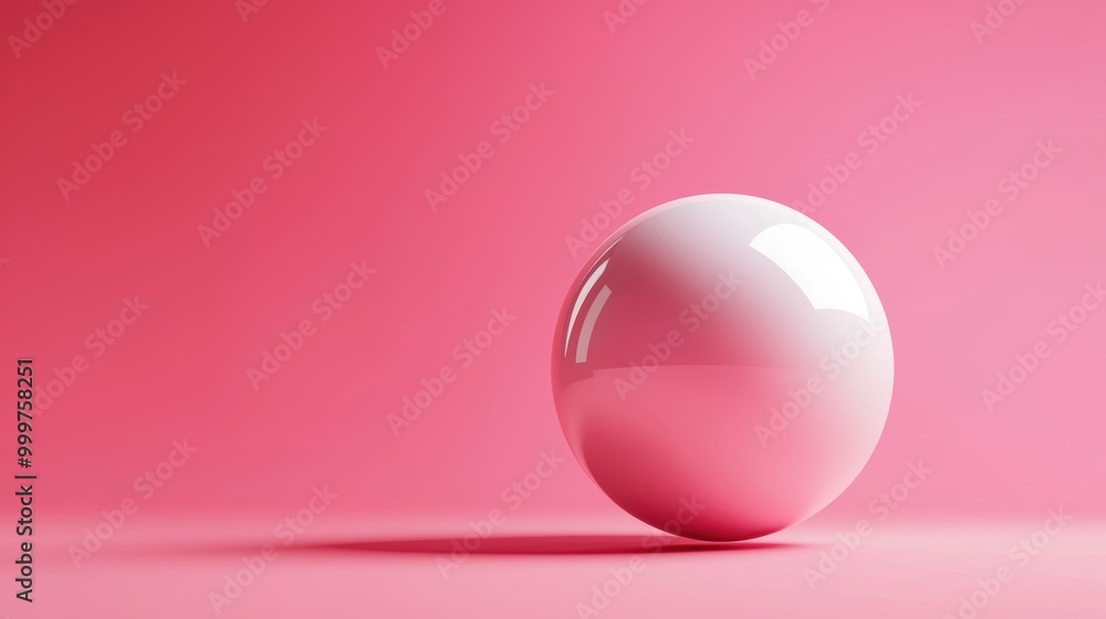 Poster floating pink spherical object on soft background