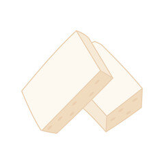 Simple tofu vector illustration in lineal color style