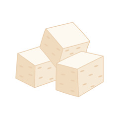 Simple tofu vector illustration in lineal color style