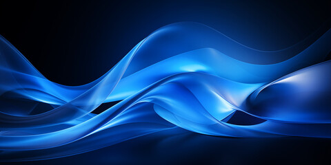 Obraz premium The abstract blue wave background image shows smooth, dynamic curves and changes in light and shadow, creating a sense of technology and the future.