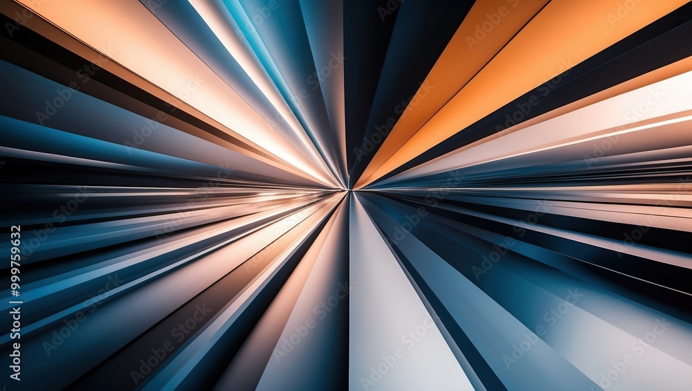 Poster futuristic abstract design with radiant lines and vibrant colors, creating a sense of depth and move