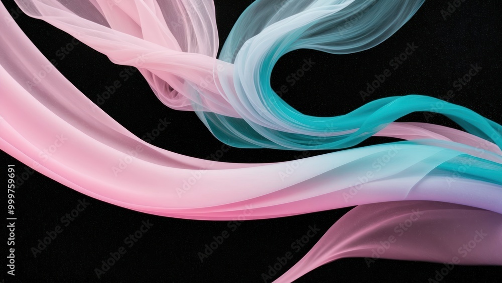 Poster abstract design featuring flowing, colorful fabric with a smooth and gentle appearance, creating a s