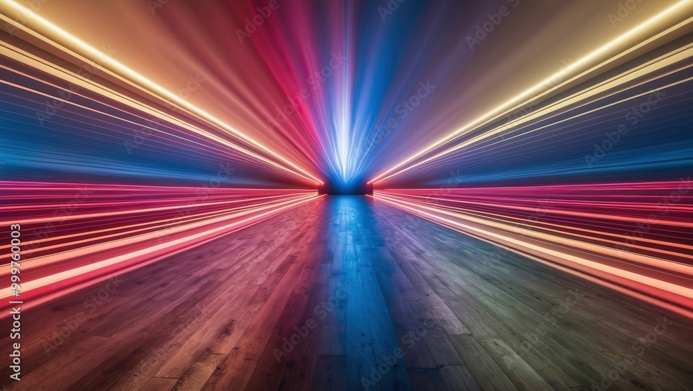 Poster dynamic light rays create vibrant abstract visuals, evoking energy and modern artistic expression pe
