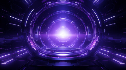 Obraz premium A purple circular tunnel full of technology