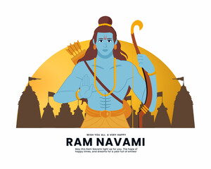 lord ram with bow arrow shree ram navami celebration ayodhya ram mandir background for religious holiday of india