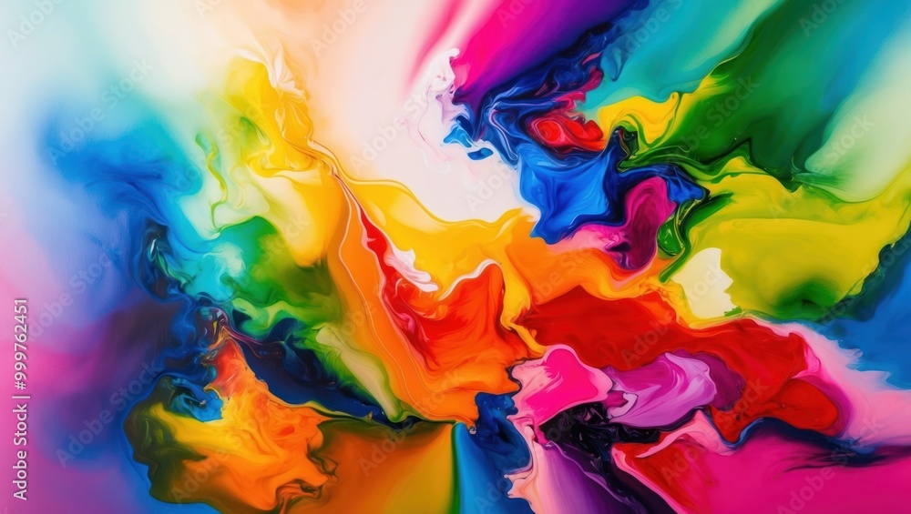 Aufkleber vibrant abstract artwork featuring fluid colors merging in dynamic patterns, ideal for creative proj