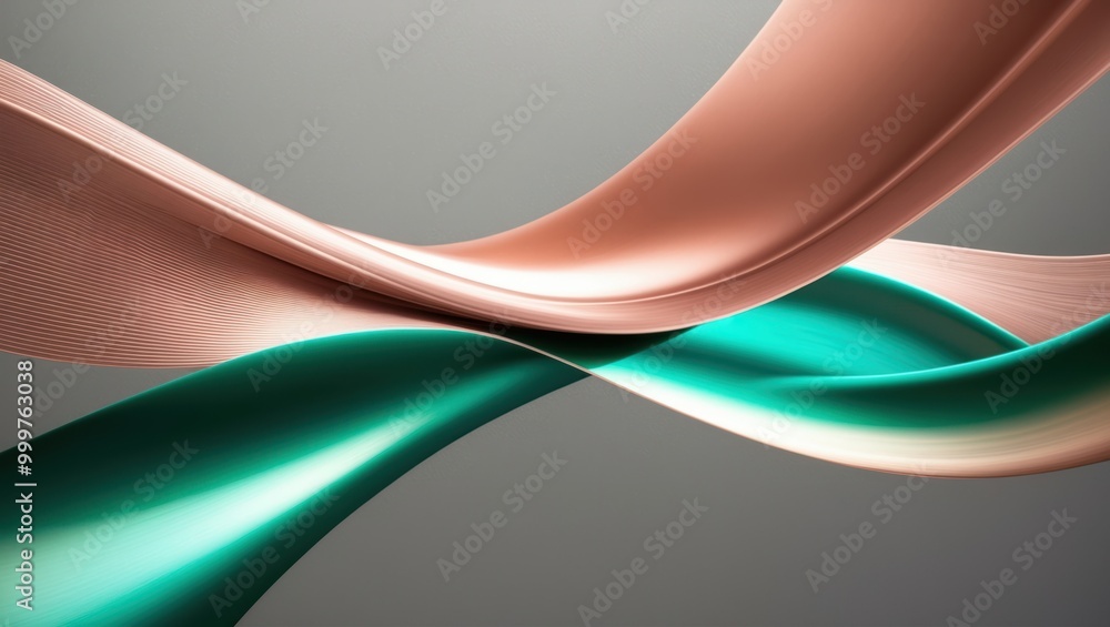 Poster abstract composition of smooth curves and waves in soft colors creates a modern, elegant aesthetic s
