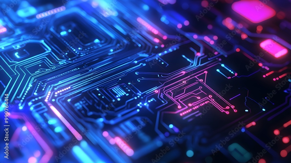 Wall mural abstract circuit board futuristic technology processing background.