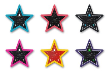 Obraz premium Set of colorful stars on a plain white background, suitable for educational or design purposes