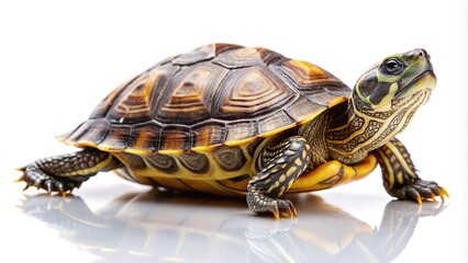 Fototapeta premium graceful turtle on a white canvas