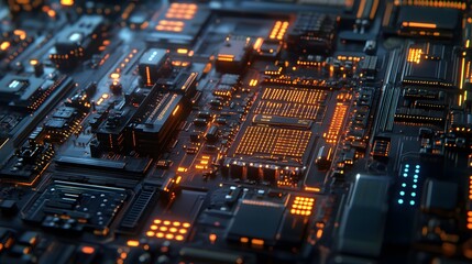 Obraz premium Abstract circuit board futuristic technology processing background. 