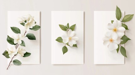 Botanical Wedding Invitation Design, elegant watercolor white flowers, vintage style, perfect for weddings and greetings, featuring intricate botanical compositions.
