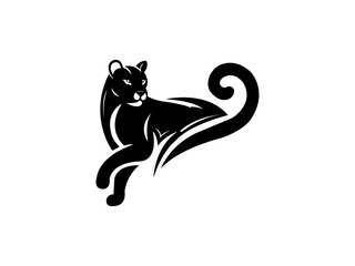Cute panther silhouette - cut out vector icon Or Panther Logo Design

