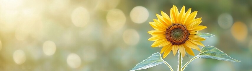 Naklejka premium Vibrant Sunflower Painting, a bright yellow sunflower blooms against a textured background, capturing the essence of summer's warmth and the beauty of nature's colors.
