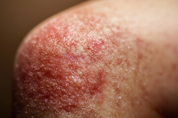 Fototapeta premium Close-up of skin showing irritation or rash on an elbow.