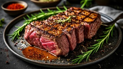  Deliciously grilled steak ready to be savored
