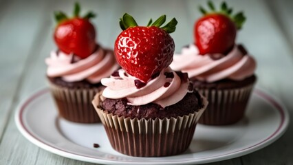  Deliciously tempting strawberry cupcakes ready to be savored