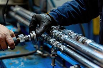A person operating machinery, potential use in manufacturing or industry settings