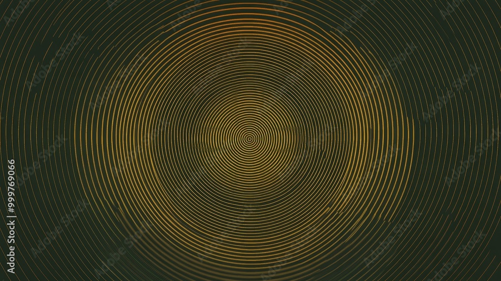 Poster a mesmerizing pattern of concentric circles in gold and black, creating a hypnotic visual effect.