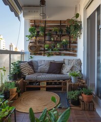 balcony with flowers