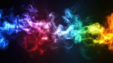 Colorful smoke swirls in a dark background, creating an abstract and vibrant visual effect.