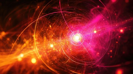 Obraz premium A vibrant abstract representation of energy and particles in a cosmic setting.