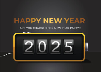 happy new year 2025 counter in charging theme