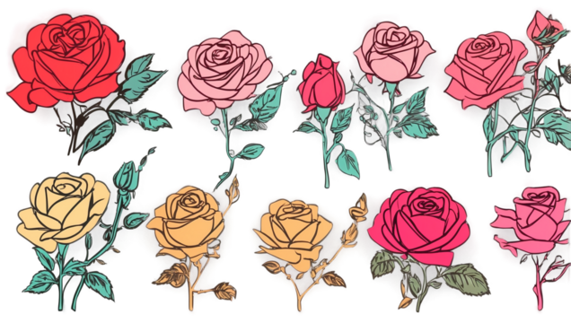 One Line Drawing of Roses